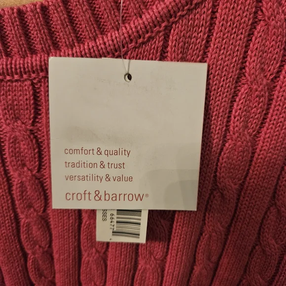 croft & barrow Raspberry Cable Knit Sweater - Picture 4 of 7